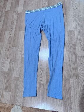 Light Grey Ribbed Leggings with Logo Waistband